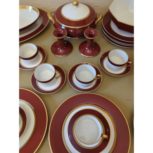 VTG Fitz & Floyd Renaissance Cinnabar 8 Pc Setting 1978 Veg & Soup Bowls 31 Pcs - Picture 2 of 9